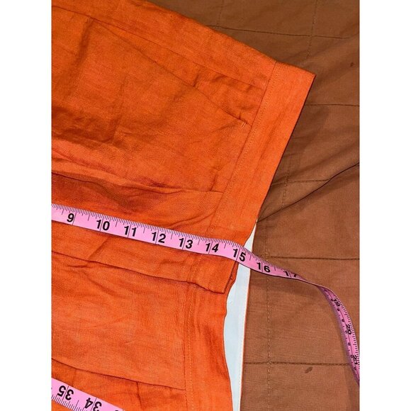 COS Shorts Womens Size 6 Coral Orange High Wasit 100% Linen cropped Pants - Picture 6 of 10